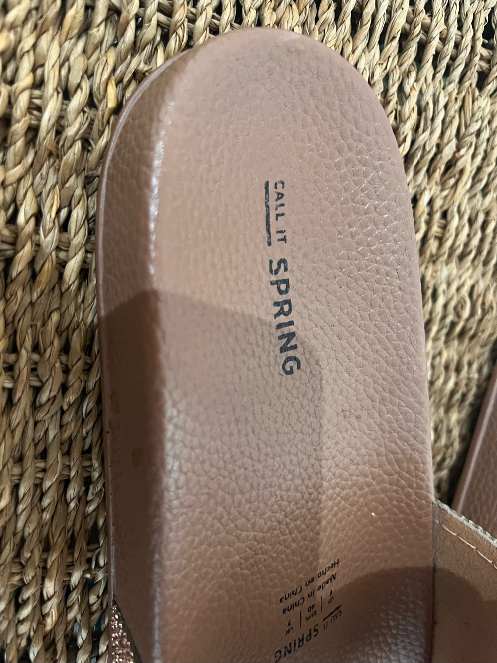 Call It Spring Rose Gold Rhinestone Slide Sandals - Picture 6 of 10